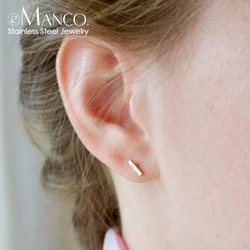 e-Manco Korean Style Small Stud Earrings for Women Fashion Stainless Steel Safety Pin Ladies Earrings Studs Jewelry