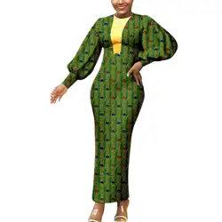 Afripride Africa Women's Ankara Dress Customized Ankle Dress V Gold Embellished Casual Cotton Dress A2325029