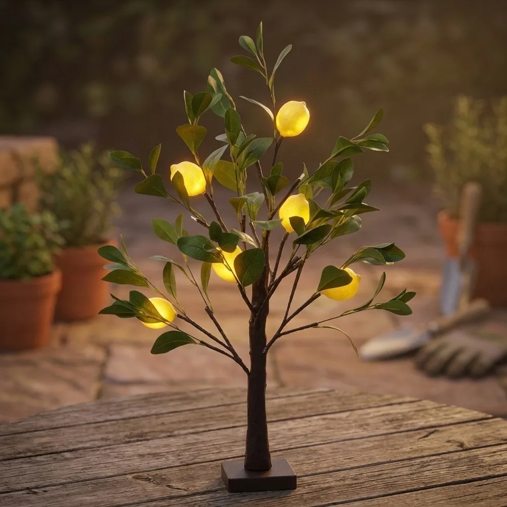 for Office Desk Decor Faux Fruit Tree Light LED Lemon Tree Lamp For Relaxing Evenings 60 Cm Faux Plant With Lights