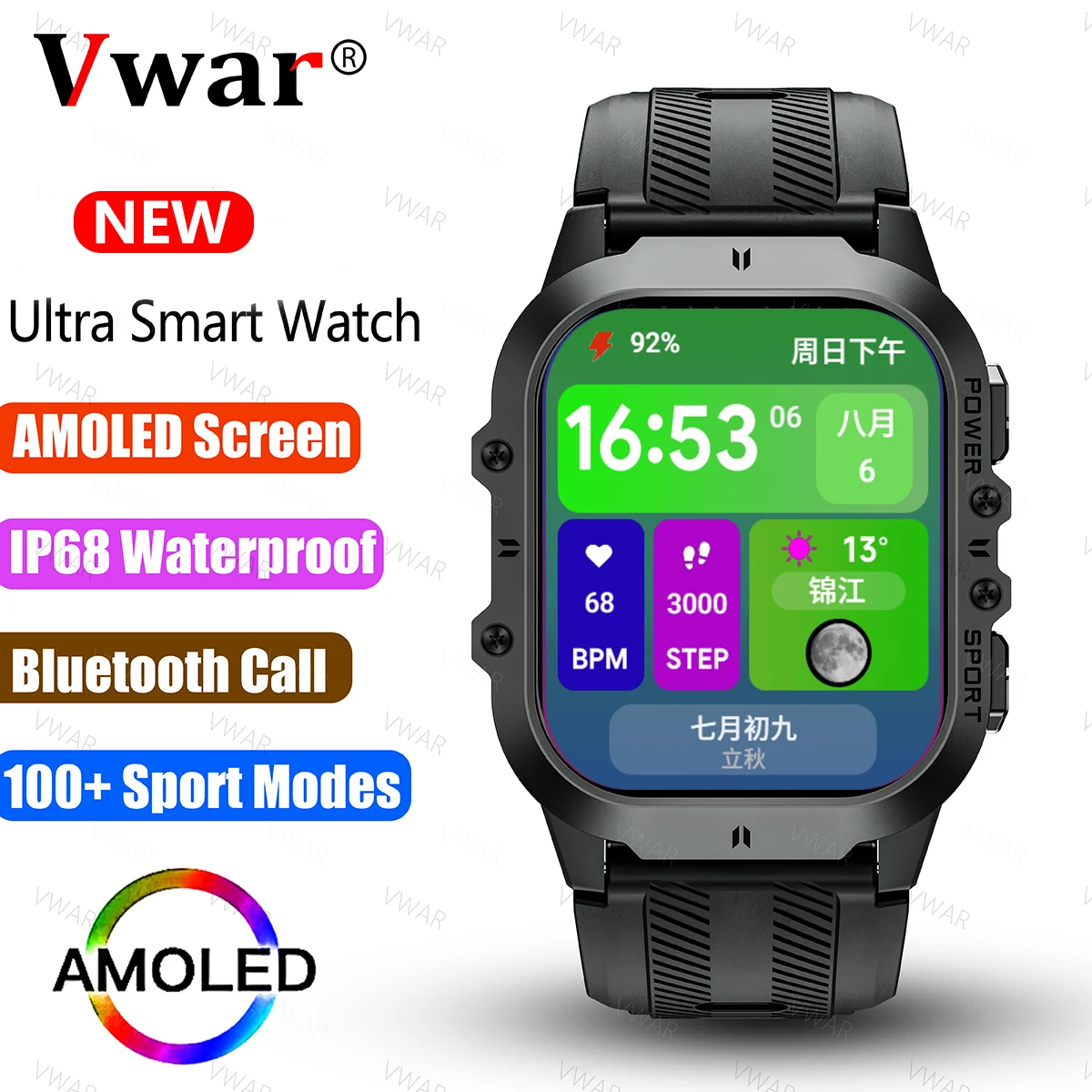 

2023 NEW Ultra Smart Watch 1.96" AMOLED Always-on Display IP69K Waterproof Bluetooth Call Rugged Smartwatch for Android IOS