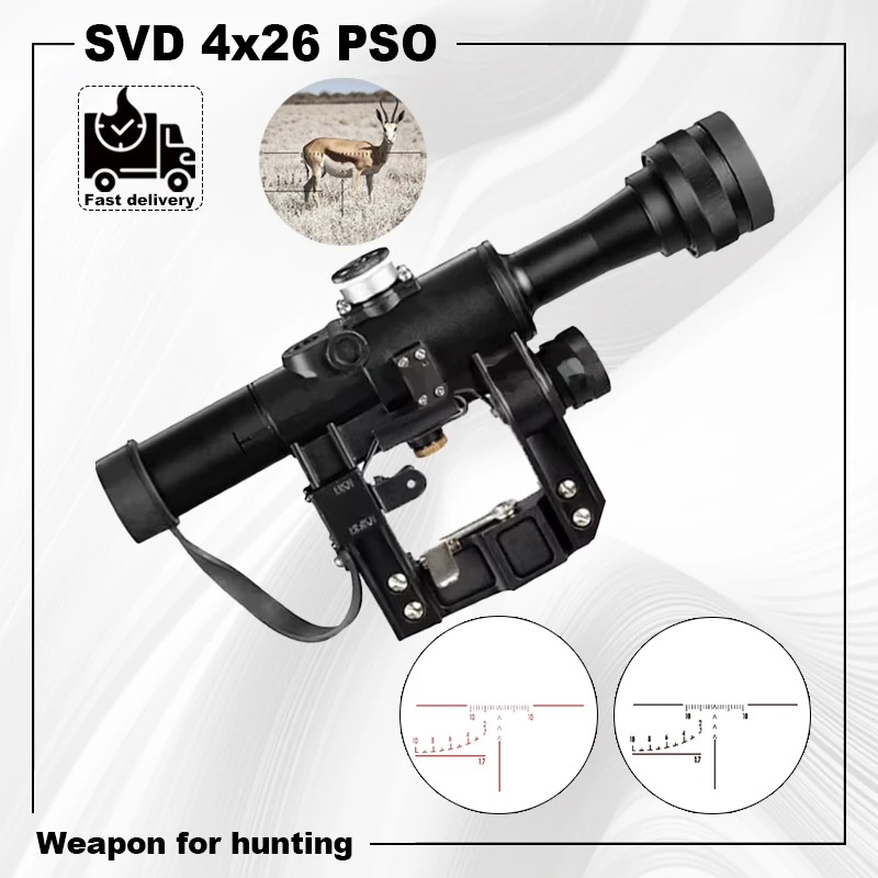 

SVD 4x26 PSO Type Tactical Riflescope SVD Sniper Rifle Series AK Rifle Scope for Hunting Optical Sight For AK47