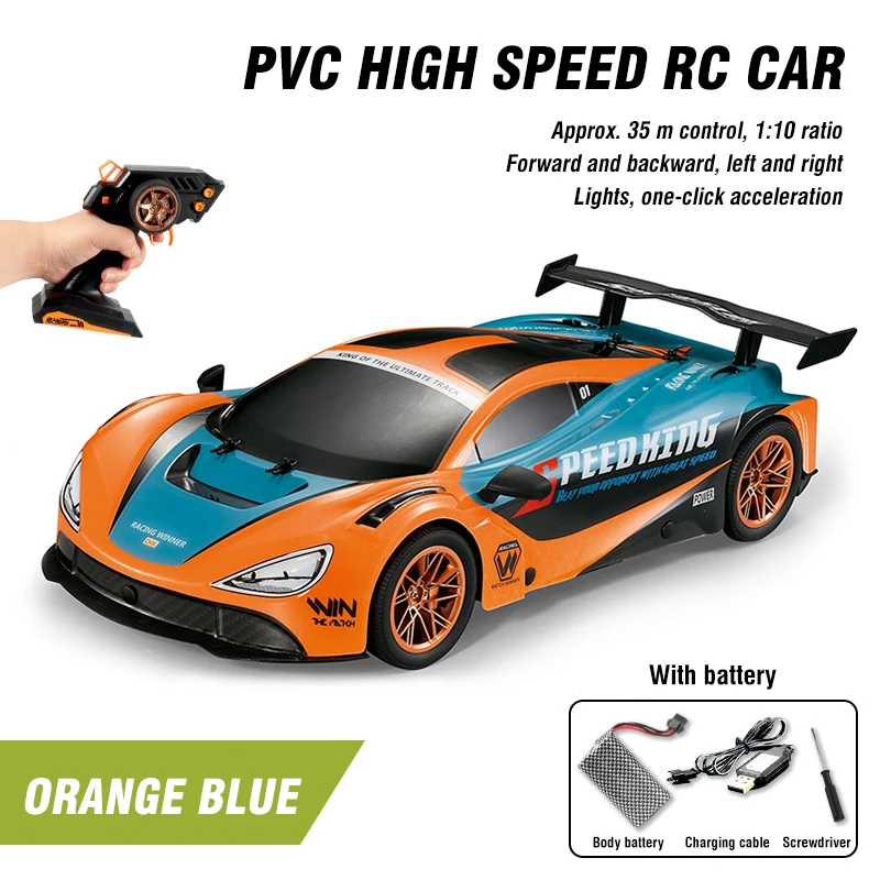 Coche de carreras de Pvc con Control remoto 1:10, coche de competición de alta velocidad de 2,4G, vehículo de deriva de gran tamaño, juguetes de