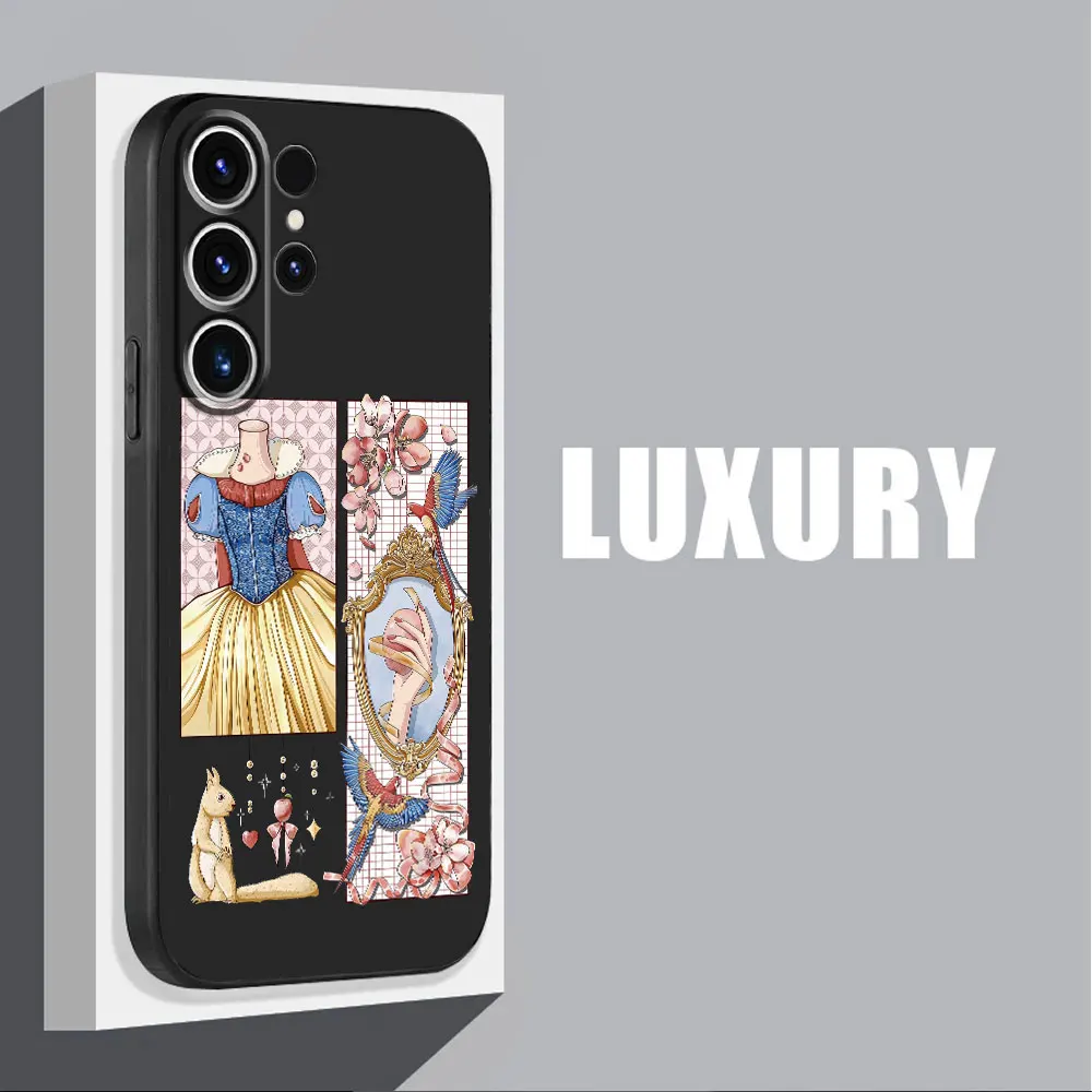 Case for Samsung Galaxy S20 S22 Plus S24 Ultra S21 FE S21 5G S23 Ultra Disney beautiful Princess Cover Black Soft Capa Cases