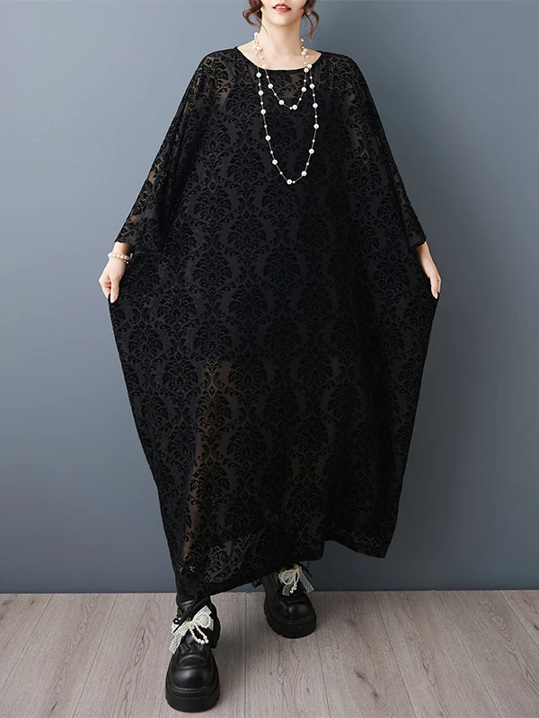 Summer New plus Size Women's Dress Vintage Loose Simple Craft Fabric Quality Short Sleeve round Neck Casual A-Line Dress