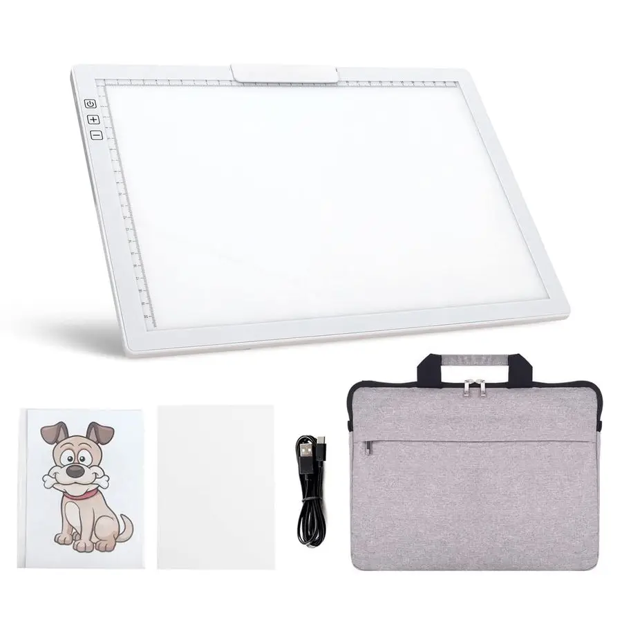 

Светодиодный светильник формата А4 с мягким футляром, световой короб с подставками и подставкой для бумаг, 6 уровней яркости, кабель Typec, провод