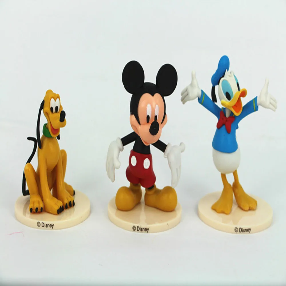 Disney-PVC Anime Character Model Toy, GK, Mickey Mouse, Minnie, Pateta Plut, Pato Donald, Margarida, Coleção Ornamentos, Presente de Natal, 6Pcs, Conjunto