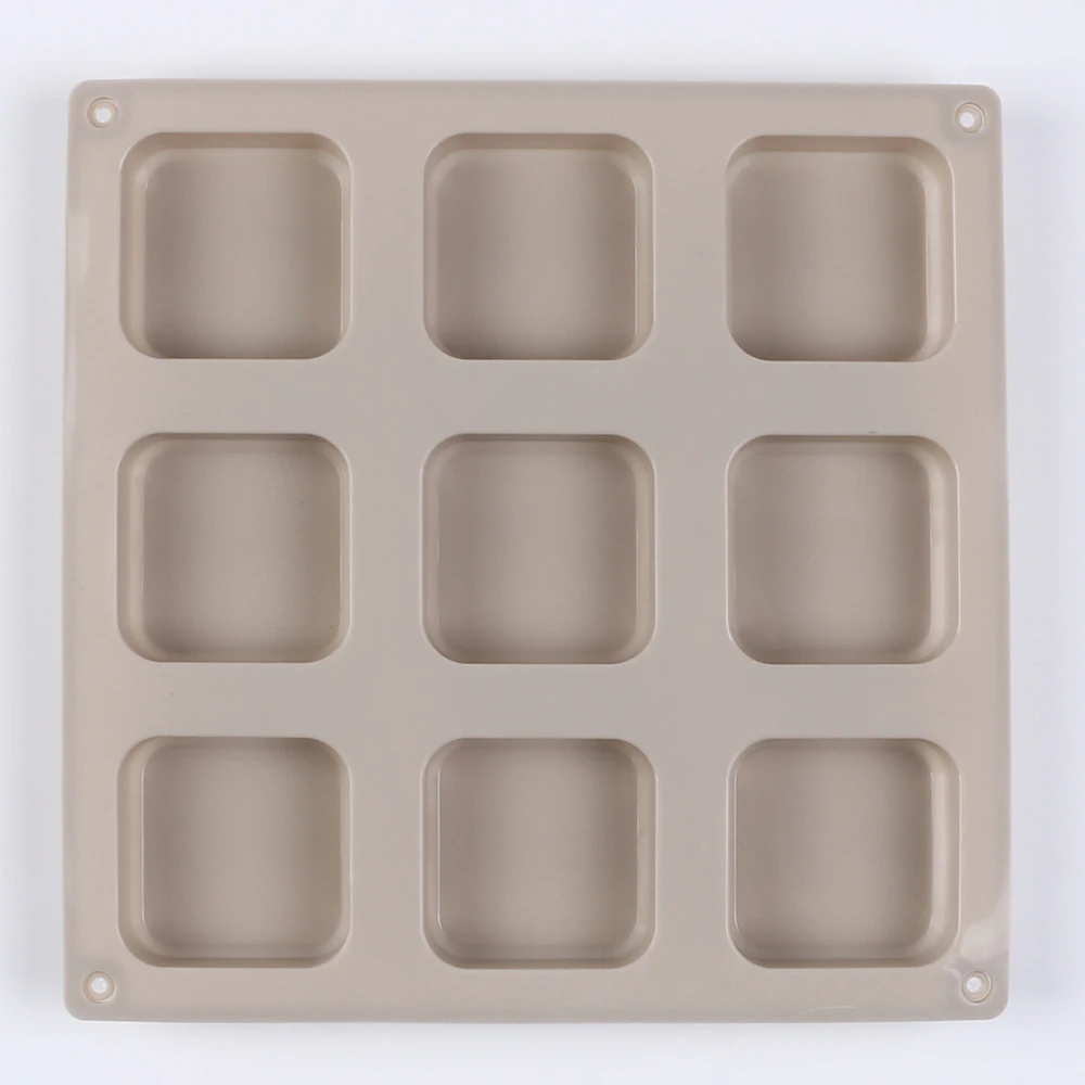 9-Cavity Silicone Soap Mold Square Soap Clay Plaster Making Chocolate Candy Jelly Pudding Muffin Cake Mold