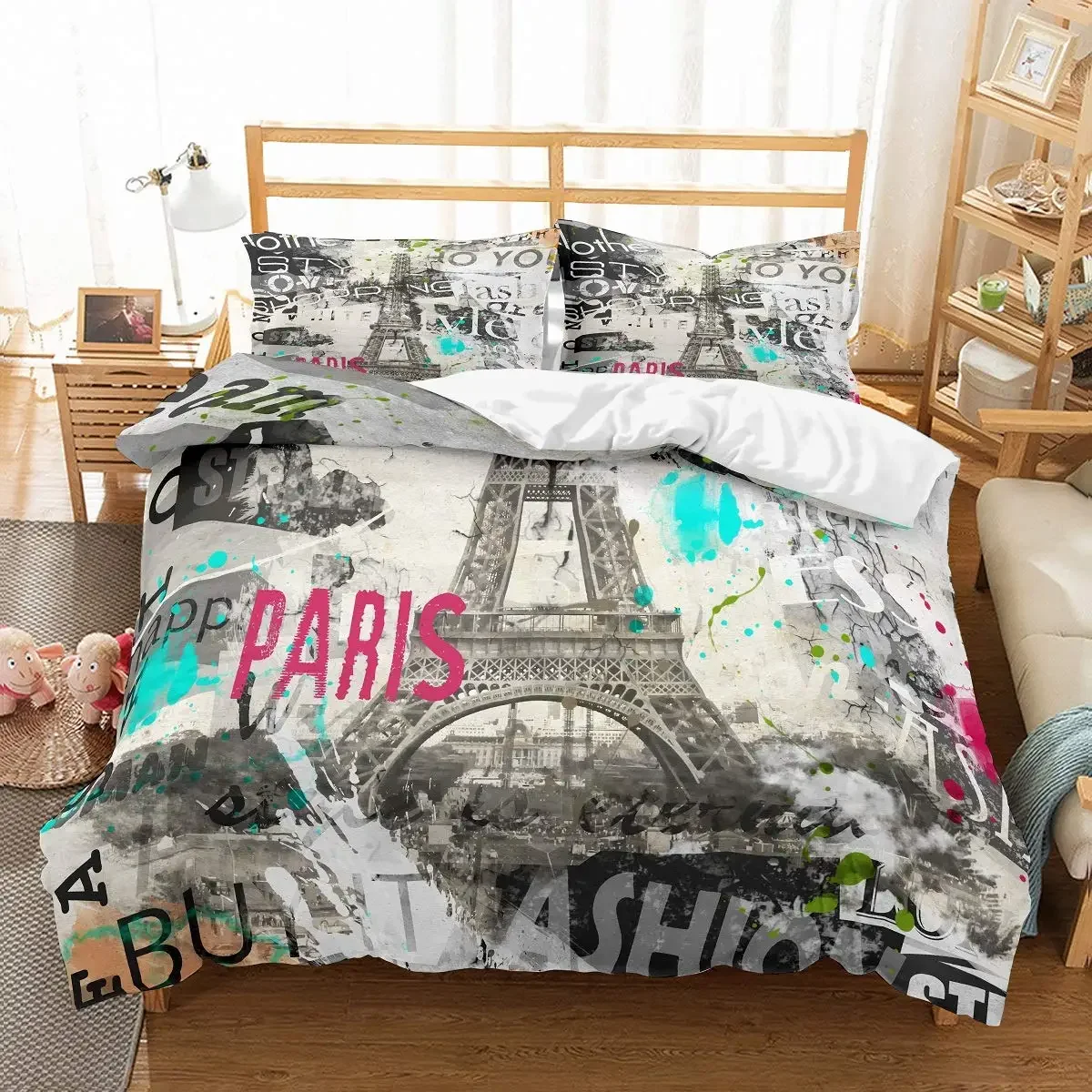 Eiffel Tower Bedding Duvet Cover Set 3d Digital Printing Bed Linen Fashion Design Comforter Cover Polyester Bedding Sets Bed Set