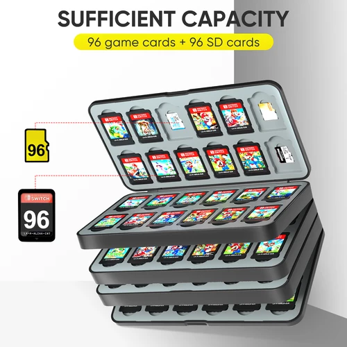Imagen 1 del producto Funda de almacenamiento 96 en 1 para tarjetas de juego, funda protectora OLED para Nintendo Switch, accesorios para tarjetas de juego Switch/Switch Lite
