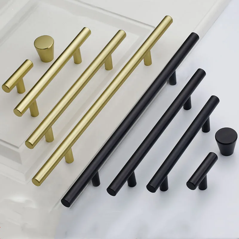 Gold Furniture Handle Aluminum Kitchen Handle Drawer Knobs Cabinet Pulls Black Cupboard Handles Cabinet Knobs and Handles