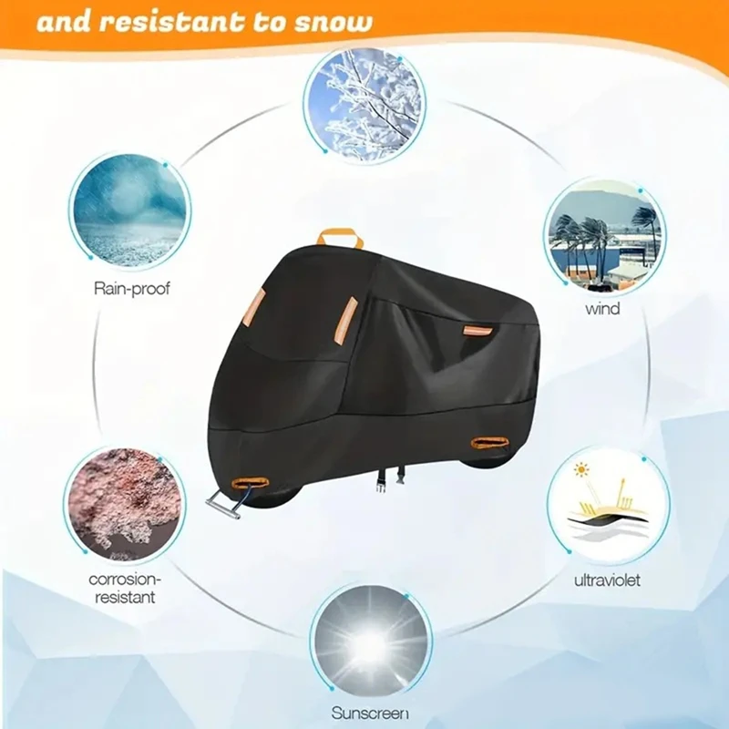 Motorcycle Cover Waterproof All Season Dustproof UV Protective Outdoor Scooter 210D Wear-Resistant Motorbike Cover