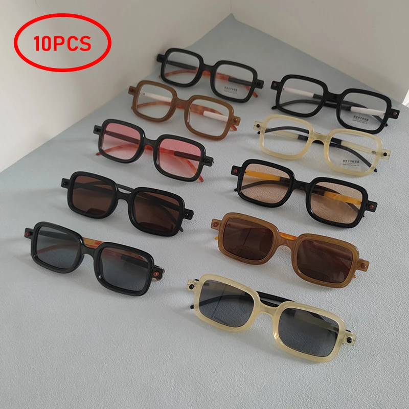 

10 Pairs Per Set Wholesale Sunglasses Designer Vintage Women Eyewear Stitching Color Retro Anti-blue Light Outdoor Glasses