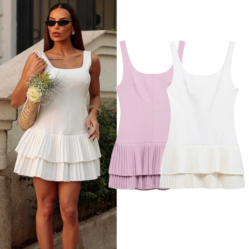 

Женский летний комбинезон, элегантный мини-комбинезон с высокой талией, юбка, повседневное боди, шикарные шорты с плиссированным подолом, вечерние уличная одежда