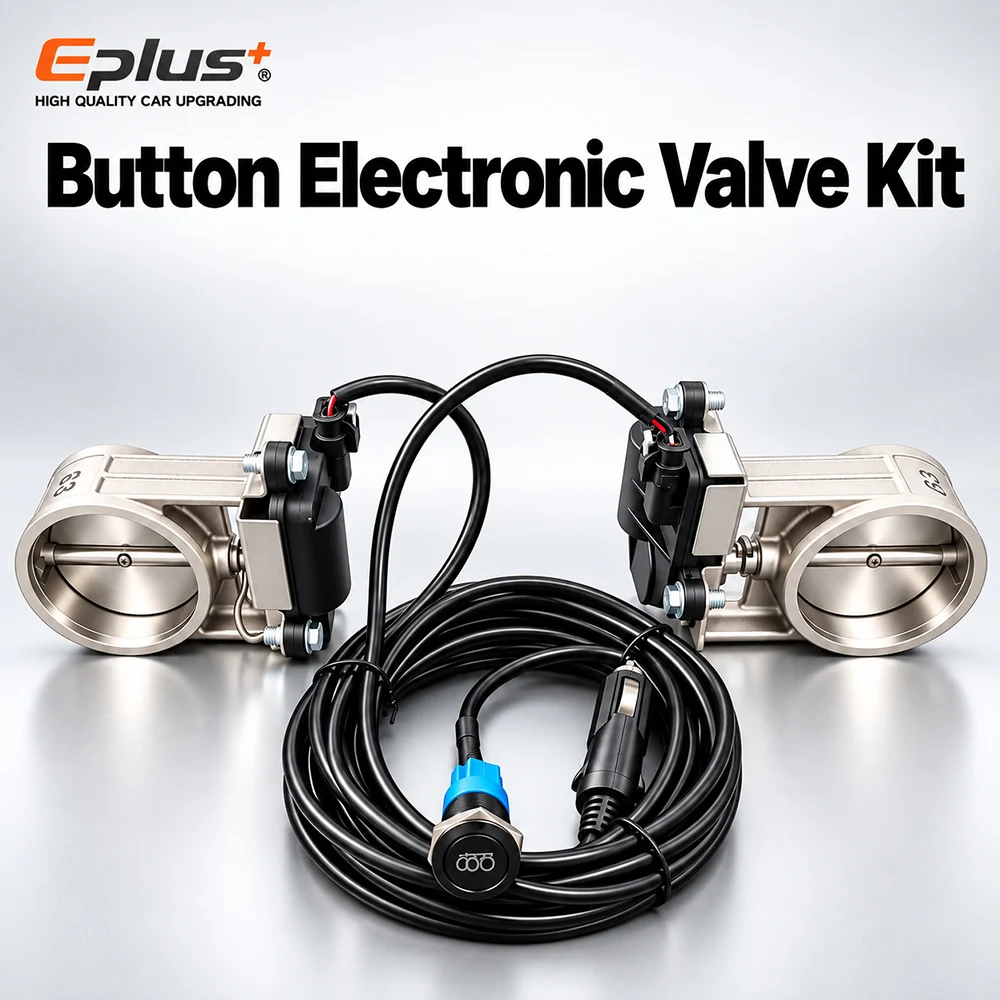 EPLUS Universal Stainless Steel Electric Exhaust Valve Kit with Button Switch Car Exhaust Pipe Electronic Muffler Valve