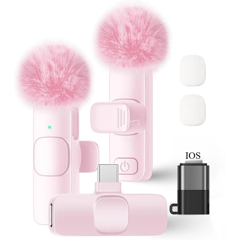 Micrófono de solapa inalámbrico mini con reducción de ruido para iPhone iPad Android, vlogs, portátil