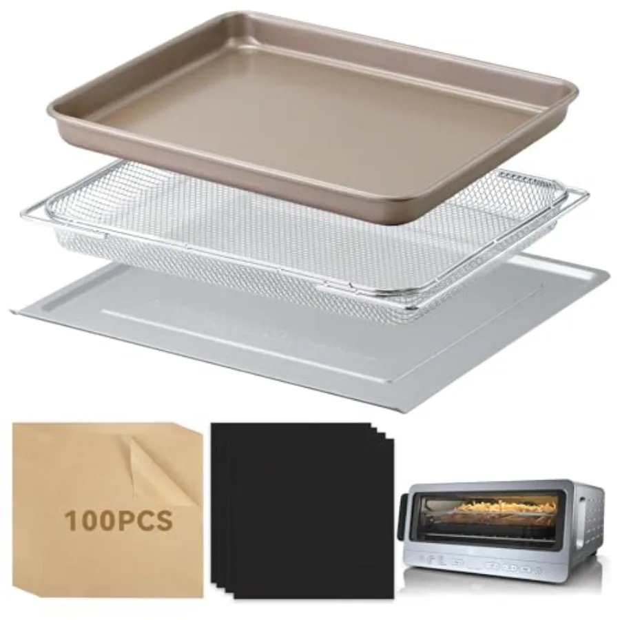 

Аксессуары для фритюрницы, совместимые с фритюрницей Ninja Flip Air Fryer SP151: поддон для крошек, 4 вкладыши для духовки, 100 листов пергаментной бумаги.