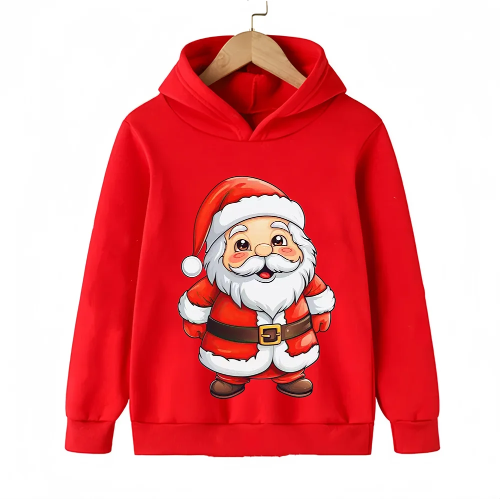 

2025 Christmas Cute Santa Claus Holiday dress up Boys girls Fall/Winter hoodie Hoodie Warm coat Coat for kids 2-15 years old