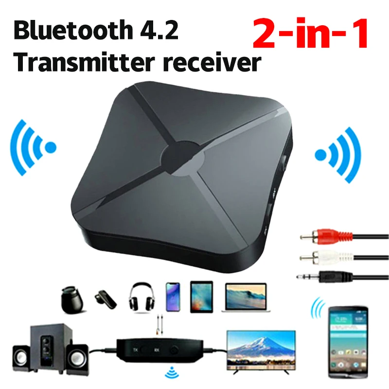 KN319 Transmissor Bluetooth Receptor 2 em 1 Receptor De Áudio Estéreo Conversor Adaptador Sem Fio Com RCA 3.5MM AUX Para Carro