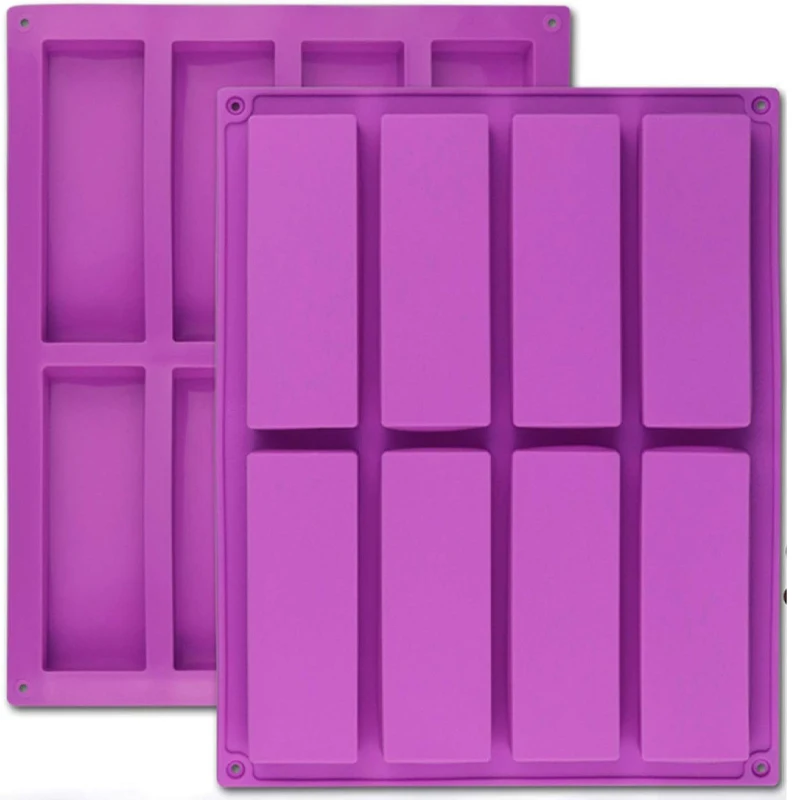 

2 Pcs 8 Cavity Rectangle Silicone Mold Cereal Bar Molds Bread Cornbread Cheesecake Pudding Mould Energy Bar Maker for Chocolate