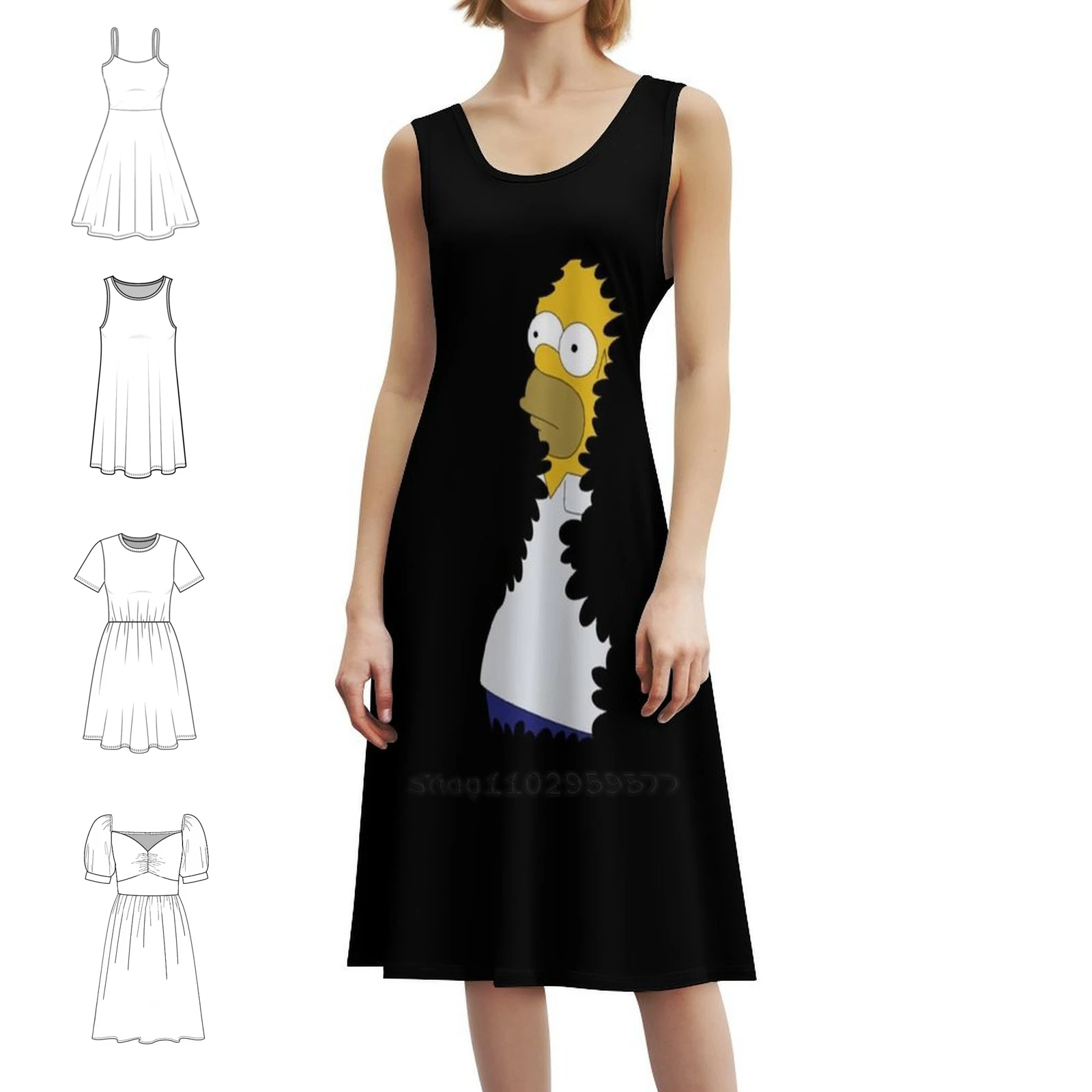 

Женское уличное платье в стиле хип-хоп «Гомер в куст», вечернее клубное платье с графическим принтом, женское вечернее платье «Гомер в кустях»