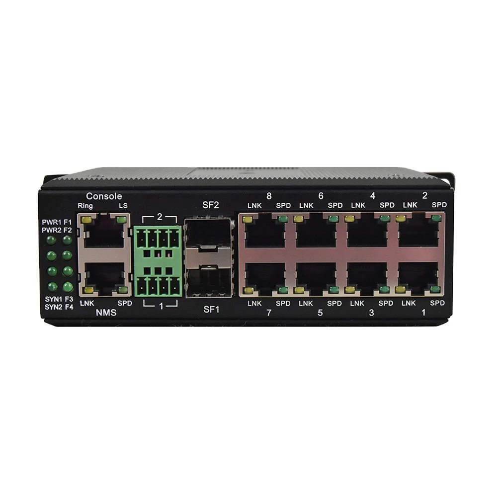 8 Ports Gigabit UTP Ethernet + 2 SFP Ring Industrial Network Switch With Serial Port