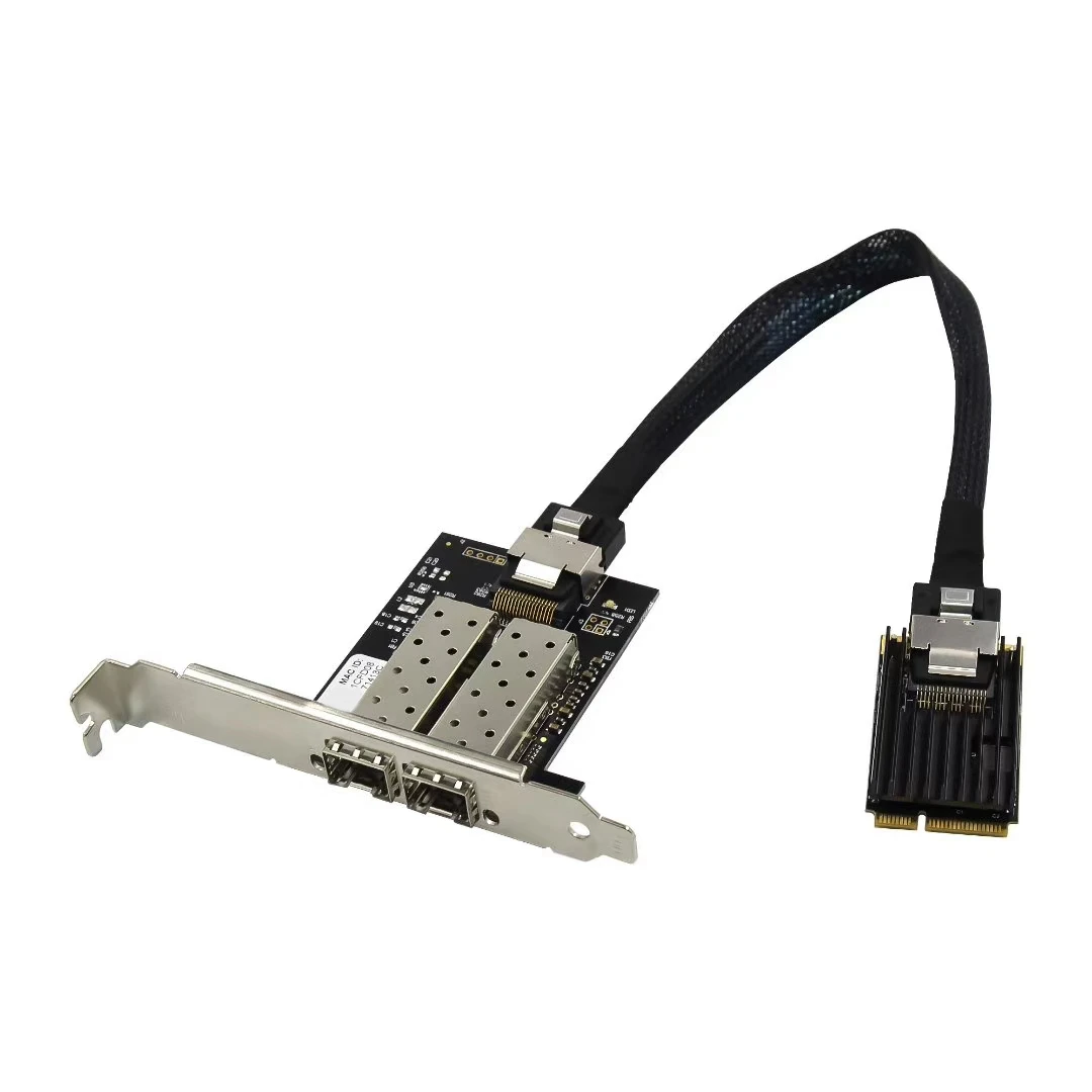 

【Flash Sale】MINI Pci-E To Dual Port Gigabit Ethernet Network Card 1000M SFP Industrial Optical Fiber Server Card I350 Chip
