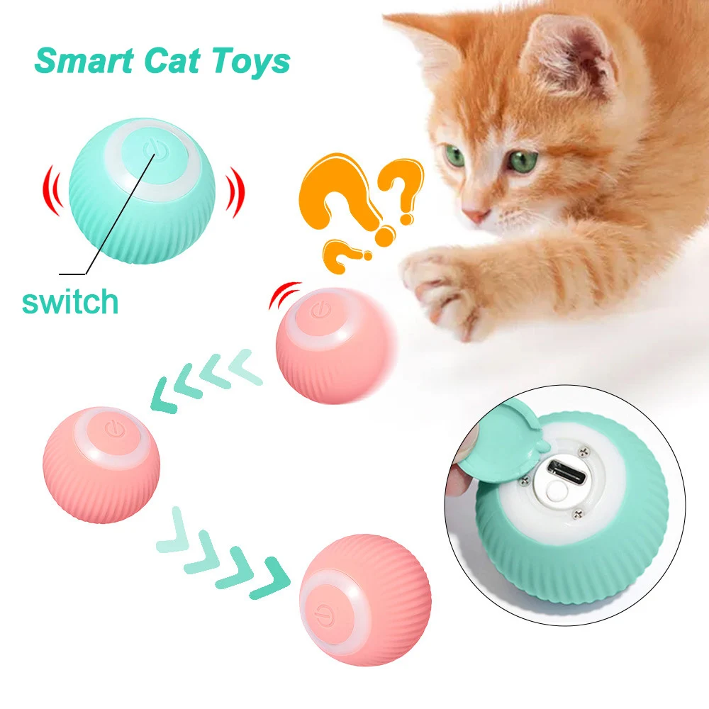 Engaging and Colorful Smart Cat Ball Toys for Interactive Training Sessions - Exciting Self-Moving Kitten Toys for Playtime - Fu