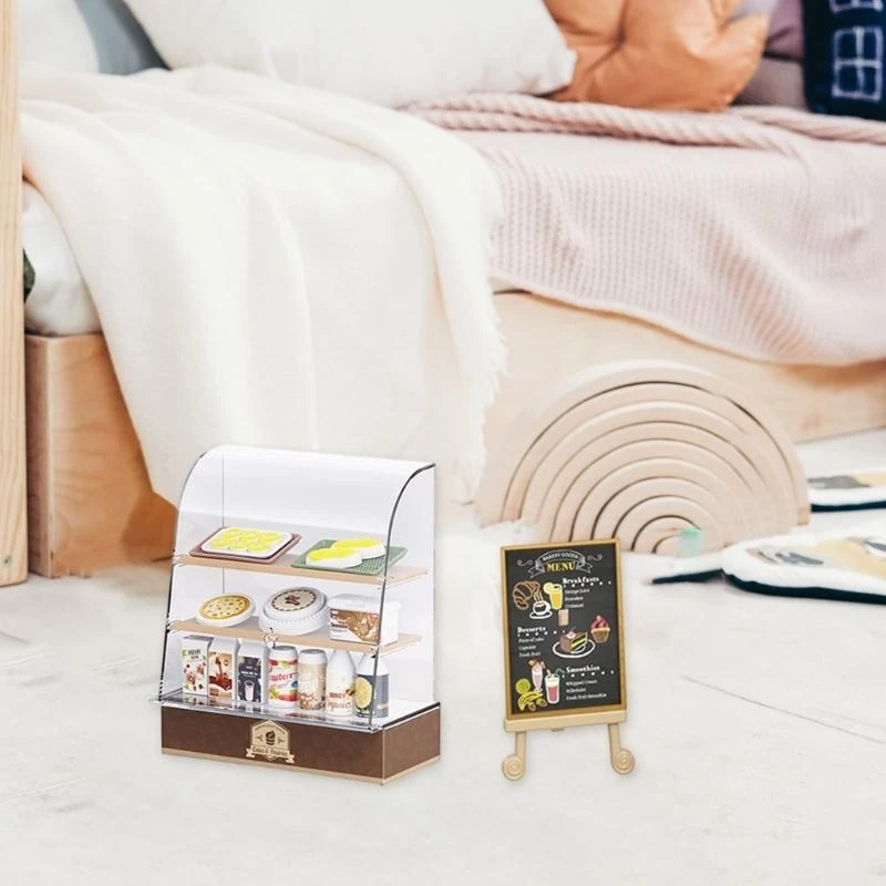 Vetrina per panetteria e modello cibo da dessert in miniatura per decorazione case delle bambole, progetto creazione