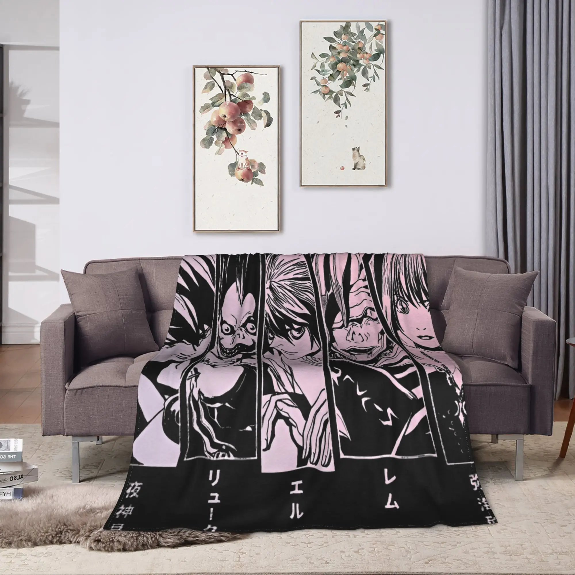 Super Warm Blanket Airplane Travel Death Note 5 Panel Faces Premium Bedding Throws  Flannel Bedspread For Home Decor Bed Cover