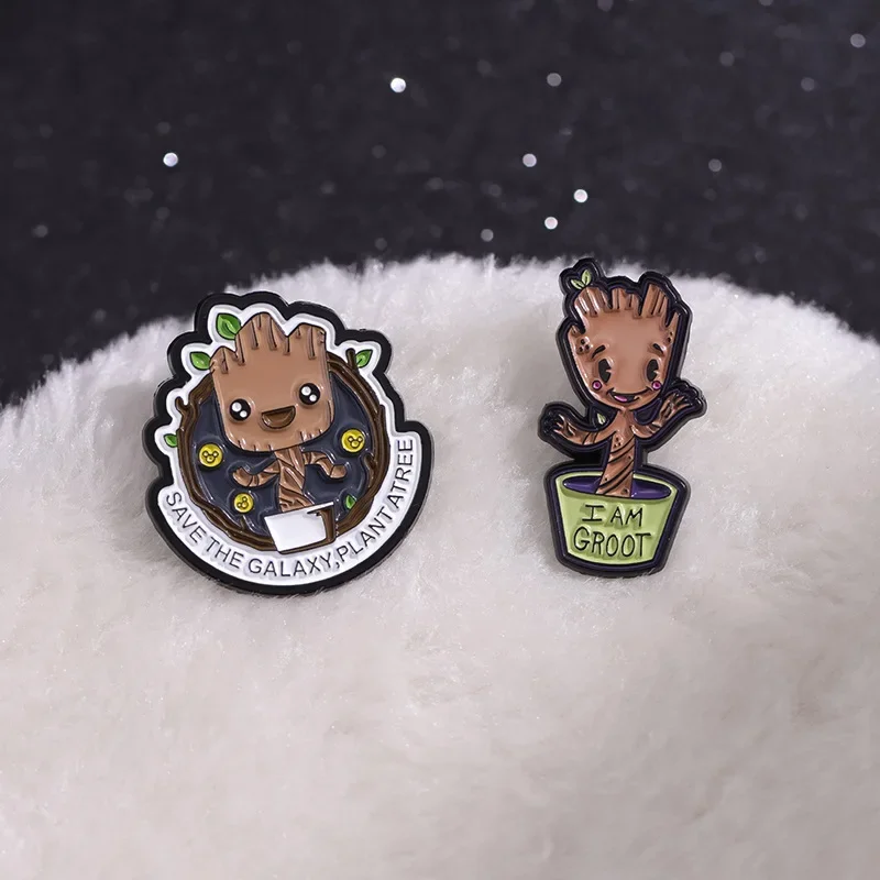 Disney Marvel Guardians of The Galaxy Brooches Cute Groot Enamel Pins Metal Lapel Badges for Fans Backpack Bag Accessories Gifts