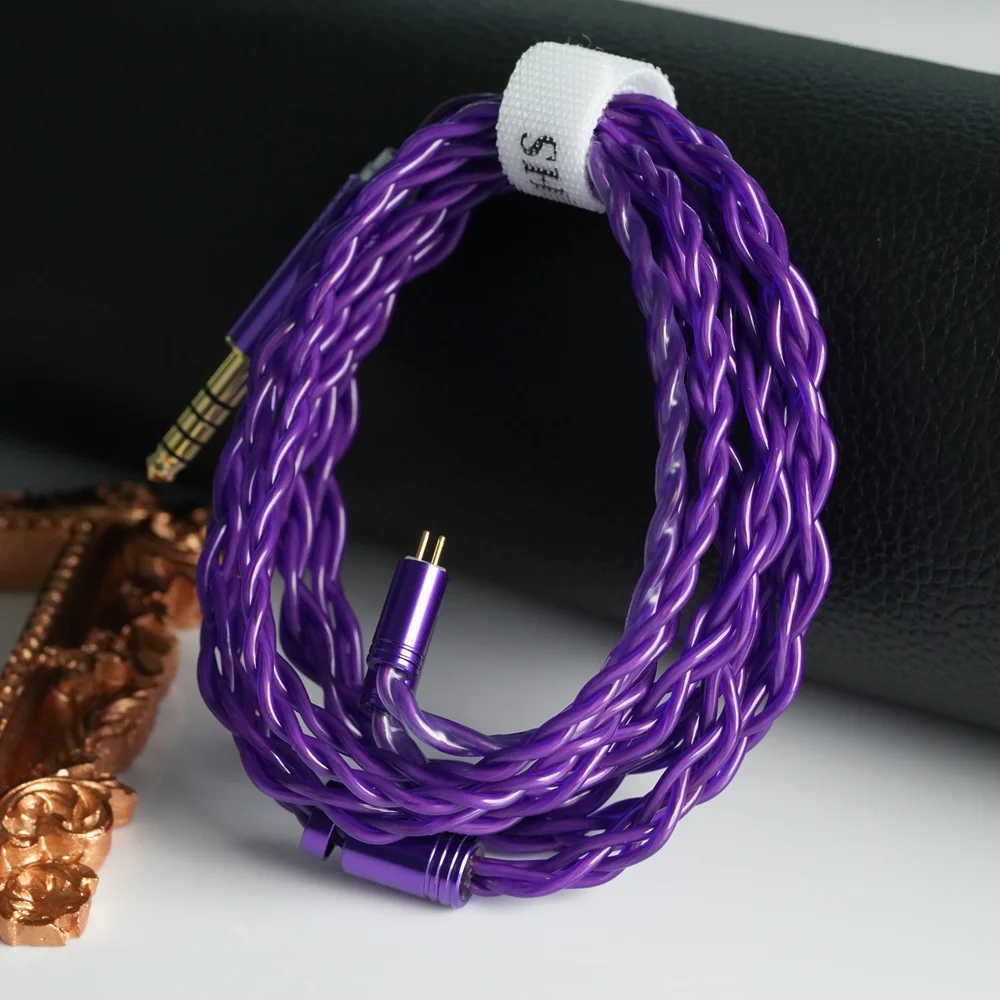 XINHS X11 4-core Purple Single Crystal Copper Silver Plated Earphone Upgrade Cable 0.78 2pin/HD650/IE900/KZ-QDC/MMCX