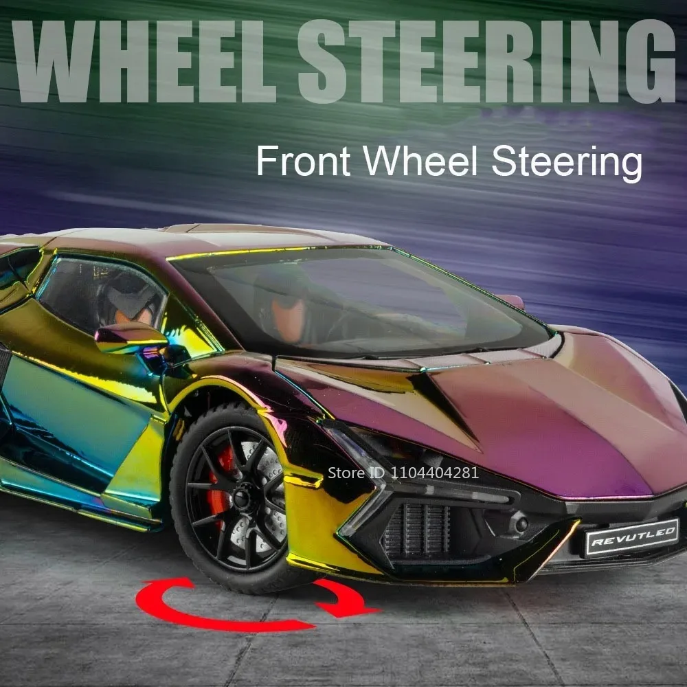 1:24 Lambor Revuelto Legierung Sportwagen Druckguss Modell Spielzeug Türen Geöffnet Sound Licht Zurückziehen Miniatur Autos Freund Urlaub Geschenk – Detail 7