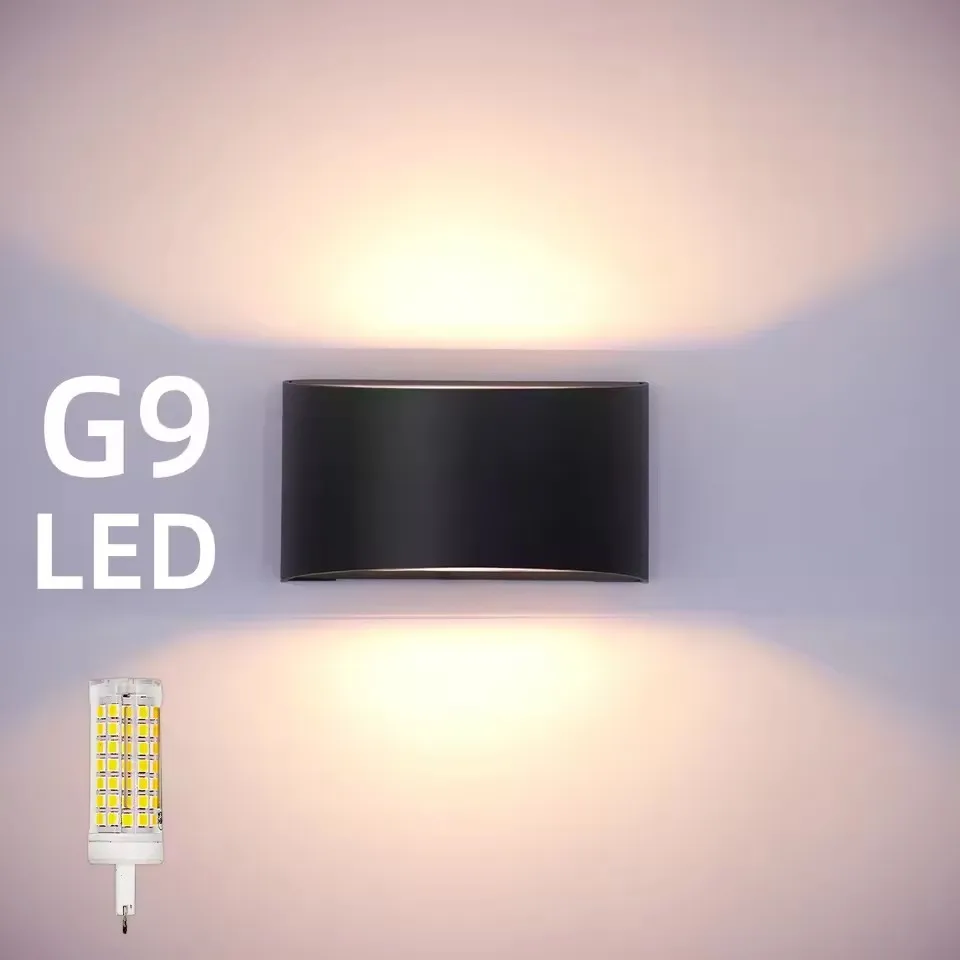 Modern LED Wall Sconces 9W Indoor Outdoor IP65 Wall Light, G9 Up Down Wall Mount Lights for Living Room Hallway Bedroom Decor