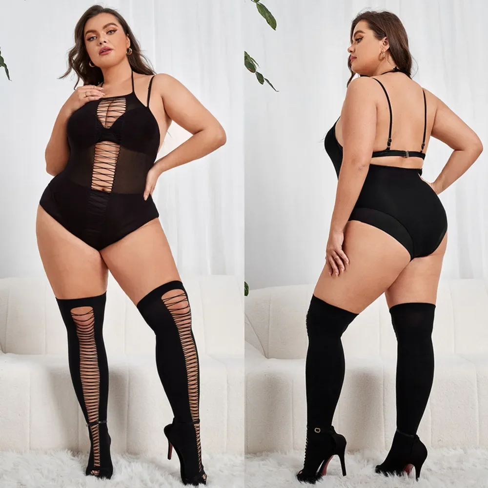 Sexy Fishnet Hollow Ganzkörperstrumpf Durchsichtiger Mesh-Overall Erotische Kostüme Perspektive Ouvert Babydoll-Unterwäsche