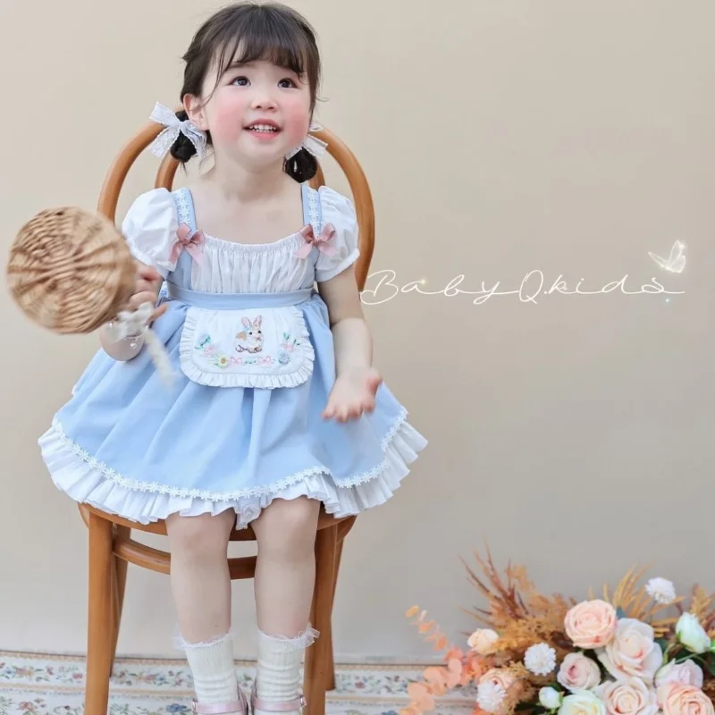 Lolita Spanish Lace Princess Birthday Party Dress Ball Gown Bady Girls Vintage Infant Baptism Easter Children Clothing 3 4 5 6 7