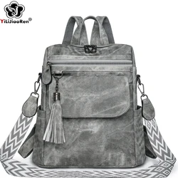 Ladies Daypacks Fashion Backpacks Women Big Travel Bagpack Large School Bags for Girls Solid Color Leather Rucksacks Female