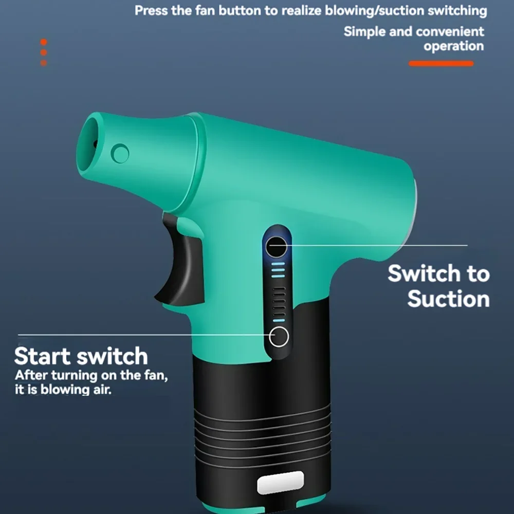 3000mAh 7.4V 130000RPM مروحة نفاثة بدون فرش منفاخ قوي للغاية 3 سرعات تهب شفط ثنائي الغرض مروحة تربو منفاخ هواء قوي