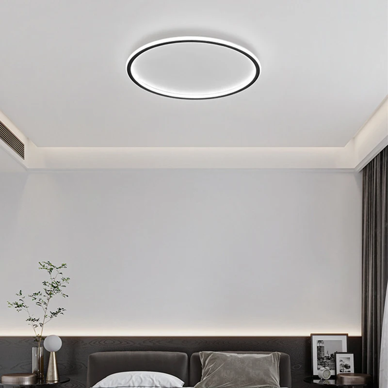 Luces de techo Led modernas para dormitorio, lámpara de techo Simple, redonda, montada en hierro, Vestíbulo regulable, balcón, estudio, Luminarias de iluminación interior