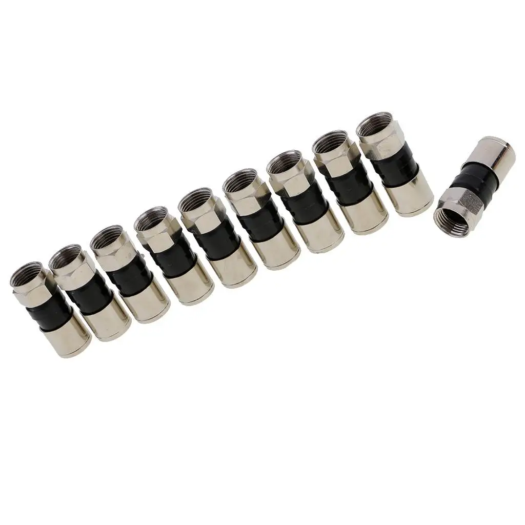 Compression Snap Seal Connector Metal F Type RG6 Coupler for Sky Satellite Virgin Cable TV Modem Devices