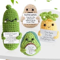 Positive Pickle Potato Avocado Crochet Funny Gifts for Women Men Handmade Crochet for Desk Office Decoration