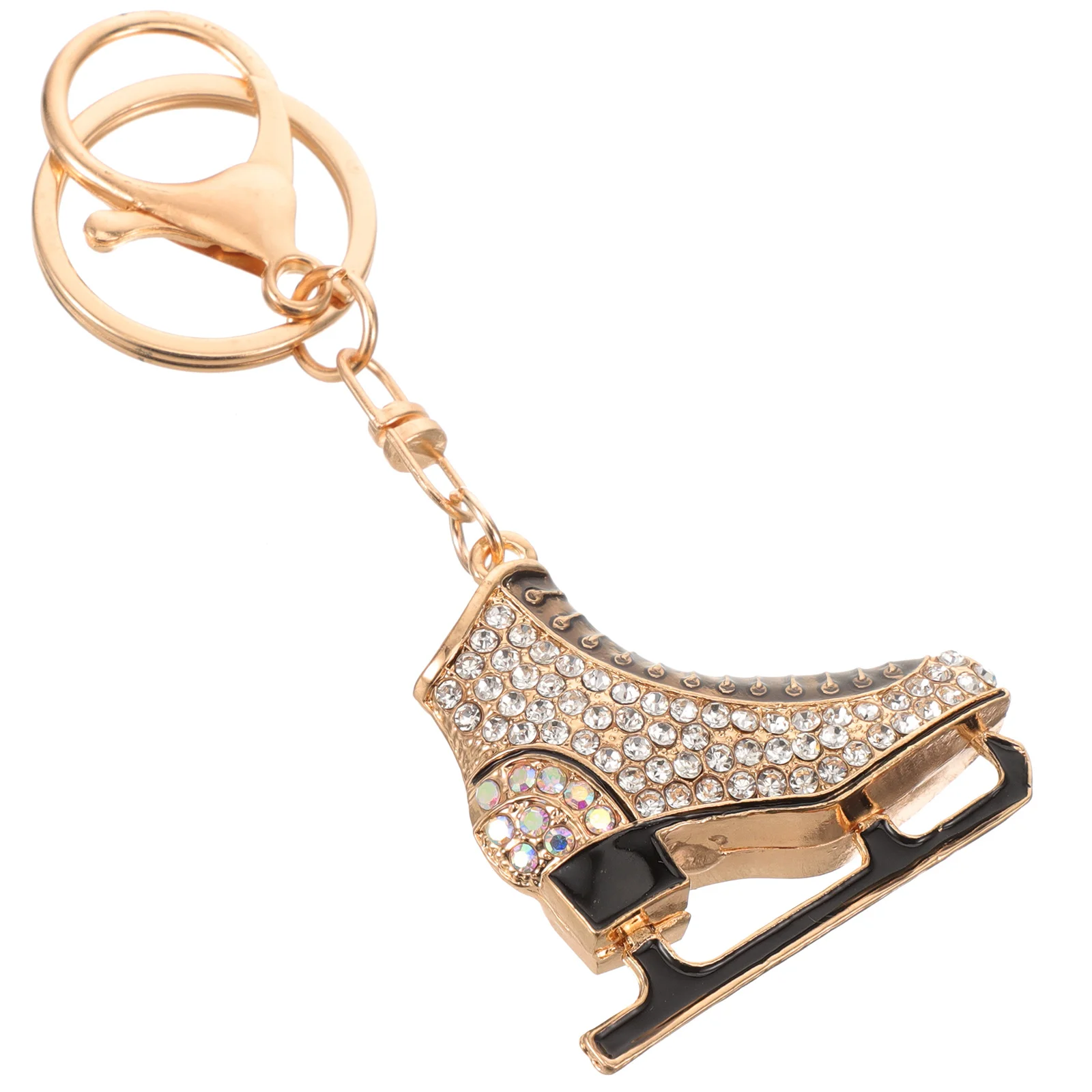 Rhinestone Skating Keychain Creative Metal Key Ring For Women Bag Charm Pendant Decorative Bike Keyring Hanging Skating Charm