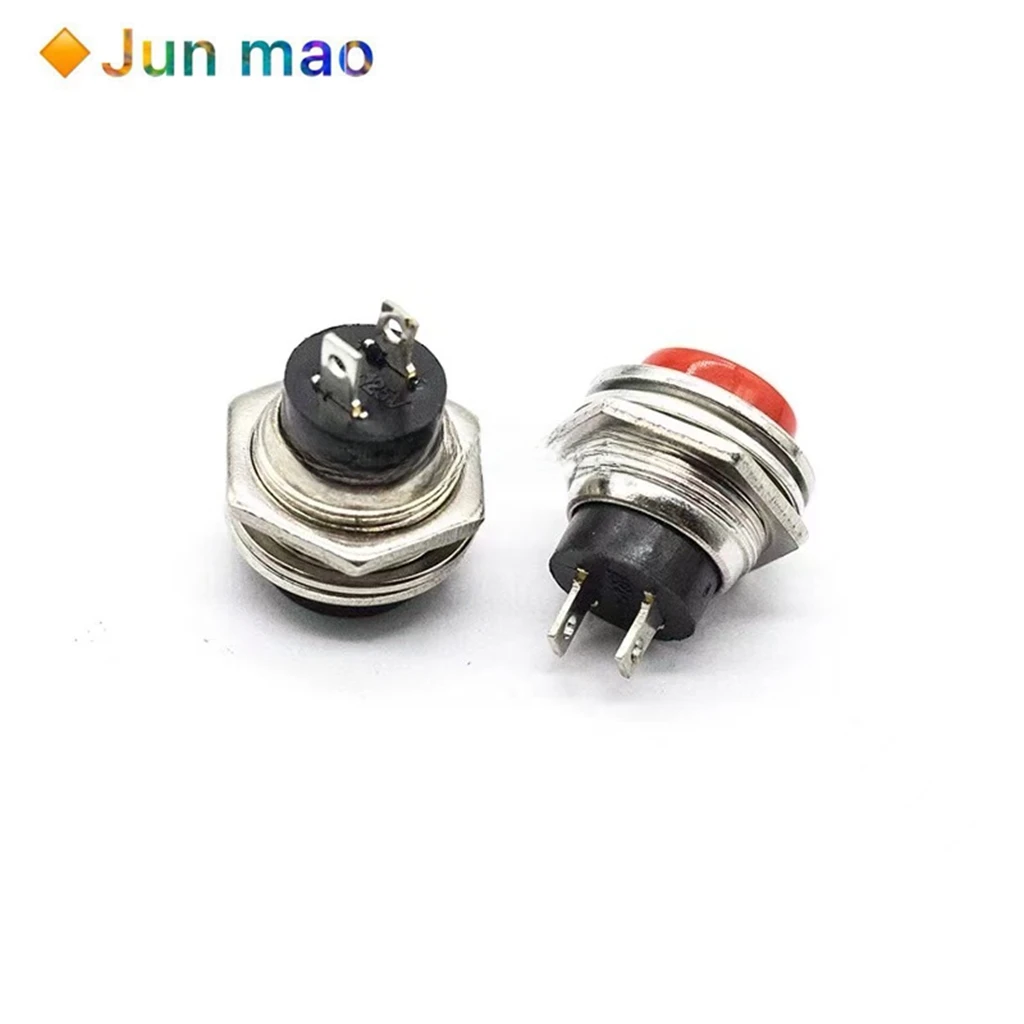 2/5PCS DS-212 circular self resetting lock free small jog button switch 2-pin 16mm button switch