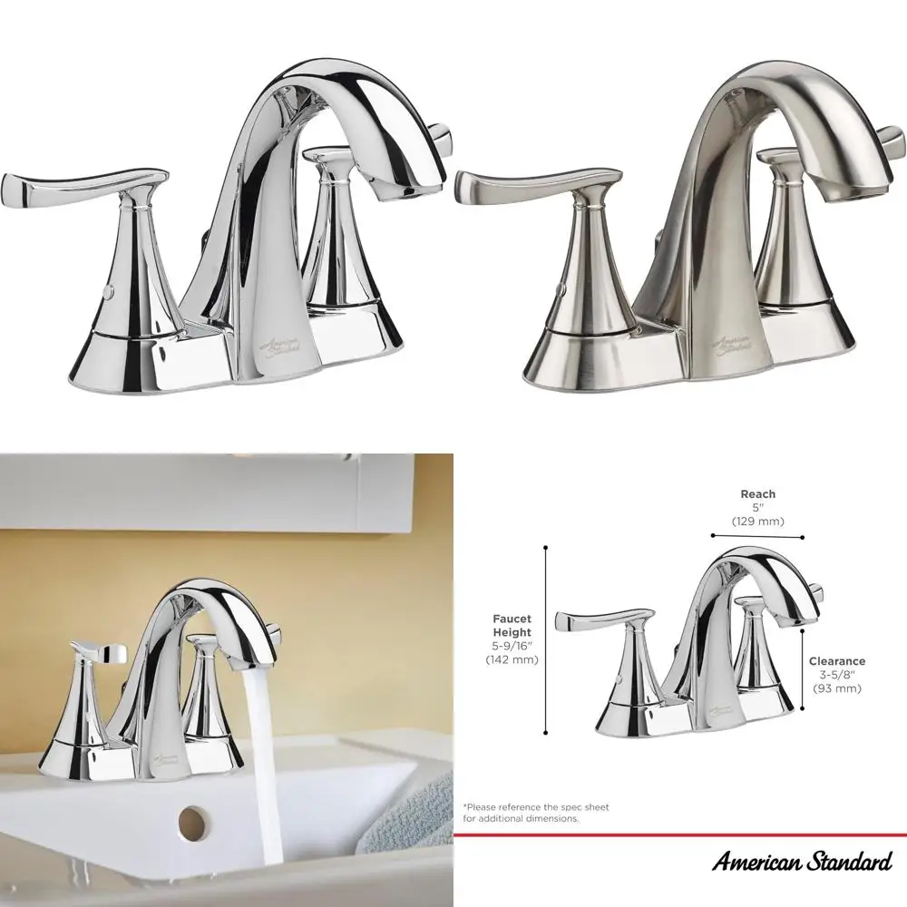 

4-Inch Centerset 2-Handle Bathroom Faucet with 1.2 GPM Flow Rate in Chrome Finish, Modern Design for Luxury Bathrooms