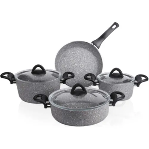 Acar 017107/1 Alya 7 Prç Gray Granite Pots Set