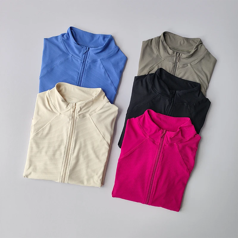 Schmal geschnittene Sportjacke, schnell trocknend, elastisch, für Yoga, Fitness, Damen-Outdoor-Oberteile, Laufjacke mit Reißverschluss, schnelltrocknende Herbstkleidung – Detail 10