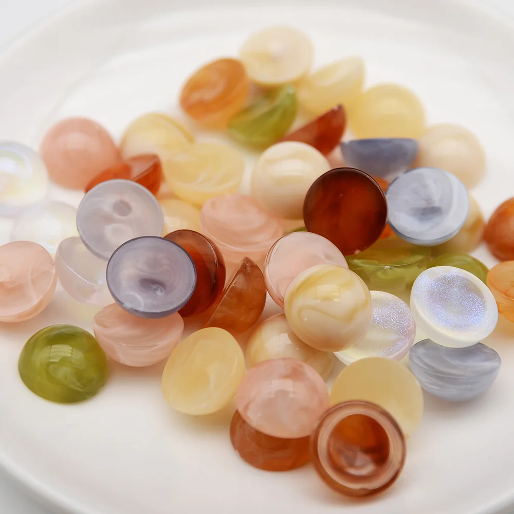 20 Pieces  7 * 14mm Jelly Colored Semi Circular Non Porous Acrylic Beads  DIY Charm Manufacturing Jewelry Phone Case Accessories