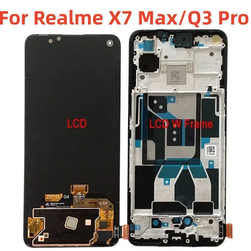 Super AMOLED Original For Oppo Realme X7 Max 5G LCD Display Screen+Touch Panel Digitizer For Realme Q3 Pro 5G RMX2205 LCD Frame