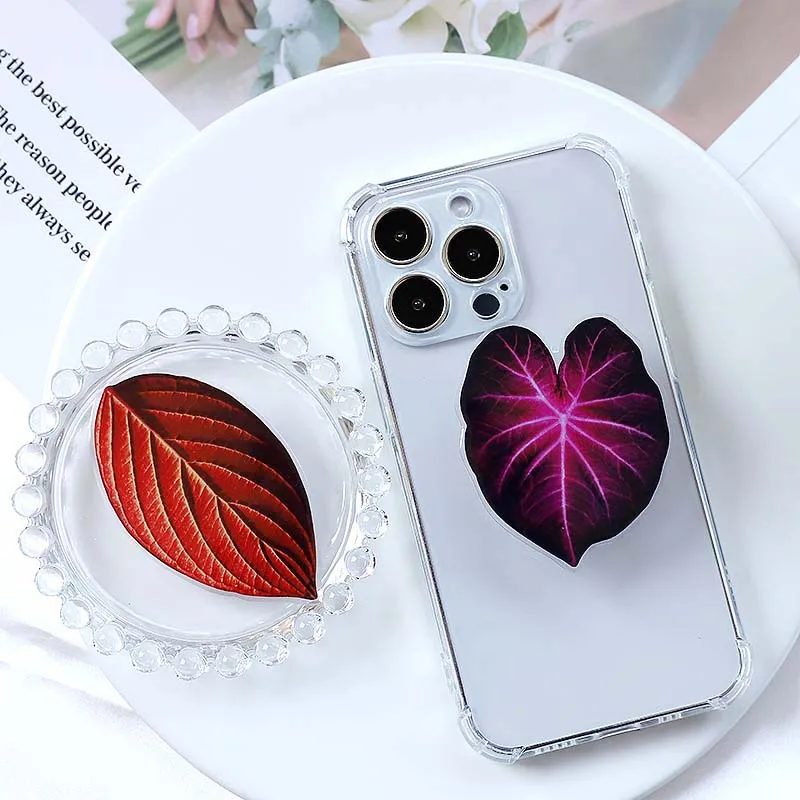 Huawei用ユニバーサル電話ホルダー,折りたたみ式スタンド,プリティリーフ,アクリル,iPhone 16 pro maxと互換性あり