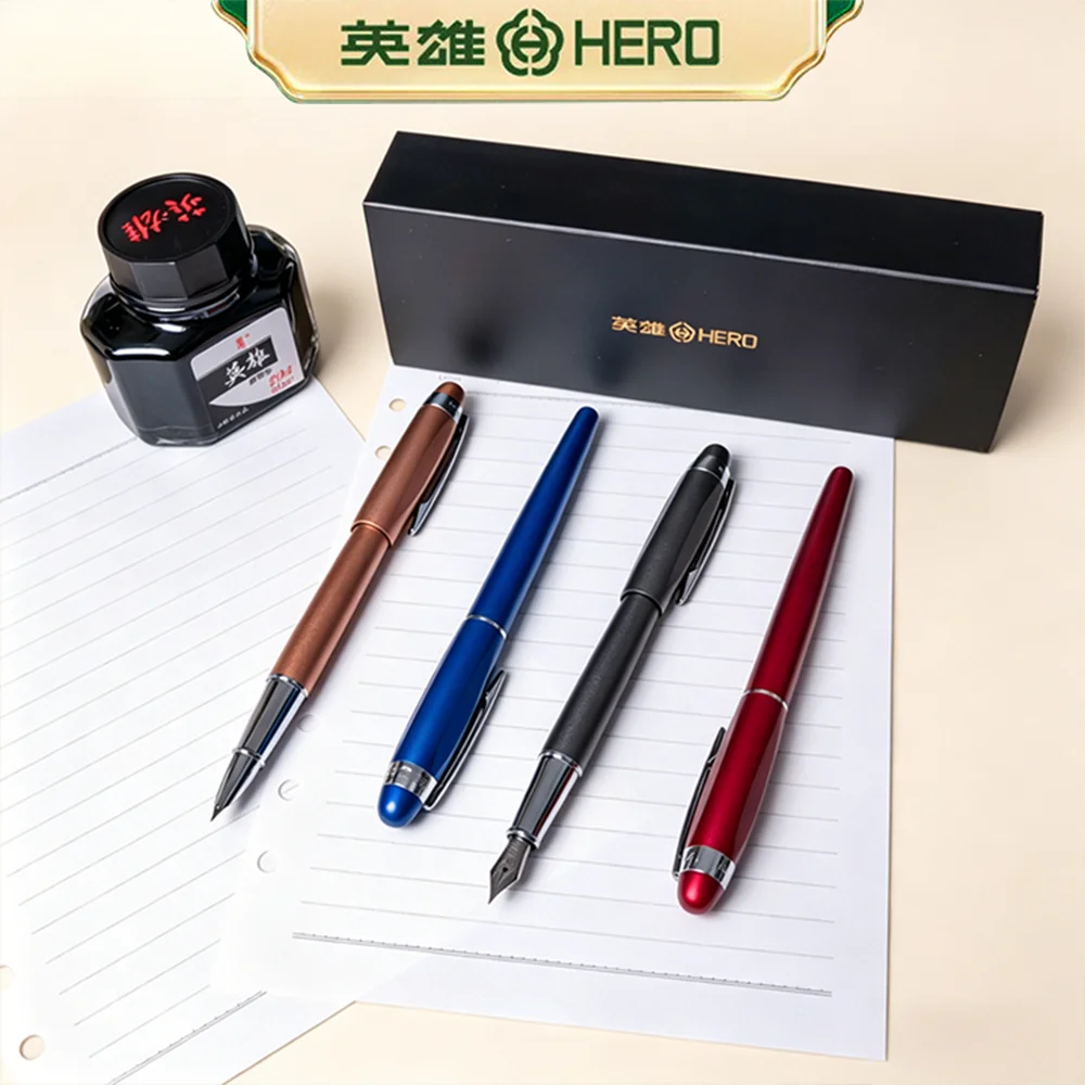 HERO 8202 4-Color Matte Metal Fountain Pen Premium Rotary Converter Smooth Writing Pen For Office School Calligraphy Practice