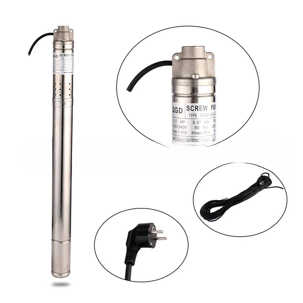 Cross-border stainless steel screw pump 50mm single-phase 220V small submersible pump 2 